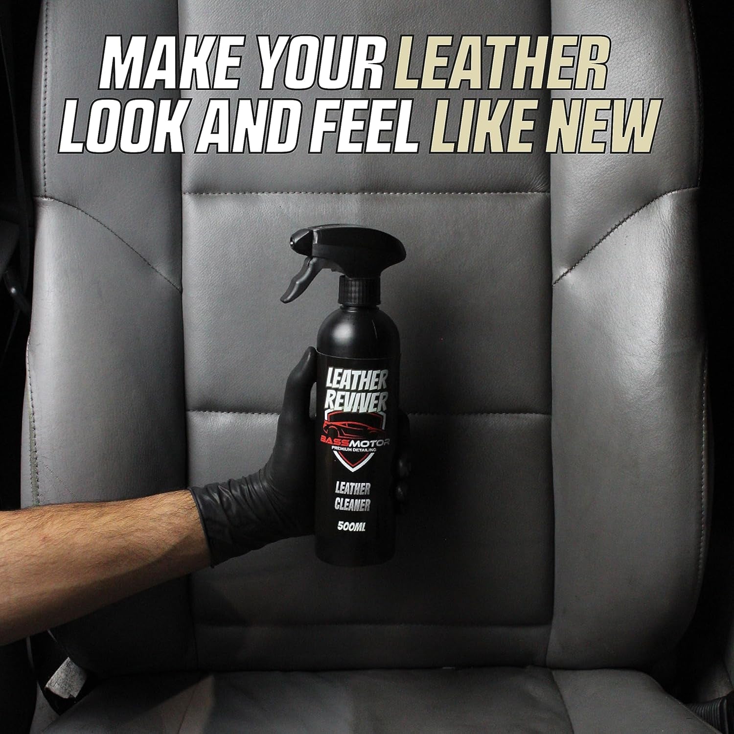 Bassmotor KIT Nettoyant Cuir & Alcantara - Nettoie, Dégraisse & Nourrit Sièges & Tapisseries. Kit Leather Reviver 500Ml + Leather Nutrient 100Ml + Brosse Pro + 2 Chiffons 400GSM