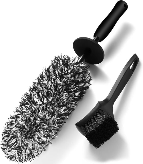Brosse Jantes Voiture Et Brosse De Pneu Noire - Brosse De Nettoyage En Microfibre - Brosse De Roue De Voiture Jante Sans Partie Métallique - Pas De Rayures Brosse Jantes Aluminium