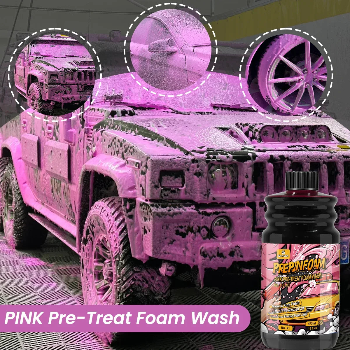 Pink Magic Foam Car Wash Shampoo Car High Concentration Sediment Pre-Washed off Wash Car Wash Soap Super Foam Cleaner X1 ﻿