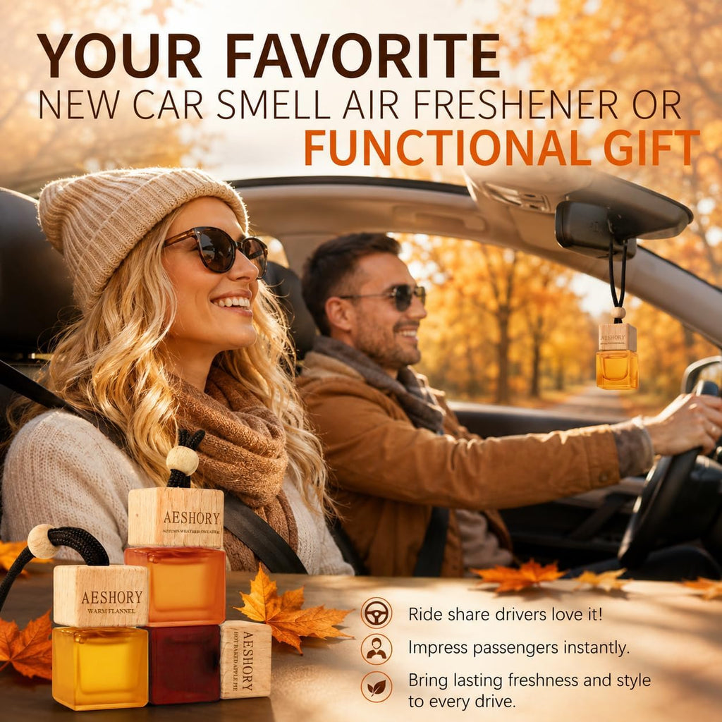 Automne Bouteille De Parfum De Voiture 3 X 8ML | Set De Diffuseur De Parfum Suspendu Pour Voiture | Désodorisants Pour Maison | Parfum Chaud - Tarte Aux Pommes, Pull D'Automne, Flanelle Chaude