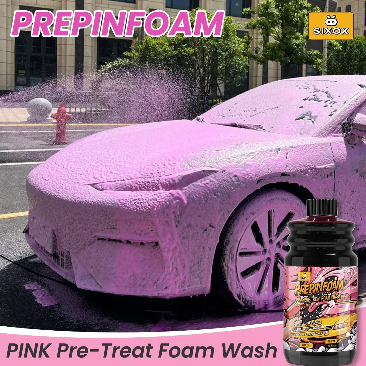Pink Magic Foam Car Wash Shampoo Car High Concentration Sediment Pre-Washed off Wash Car Wash Soap Super Foam Cleaner X1 ﻿