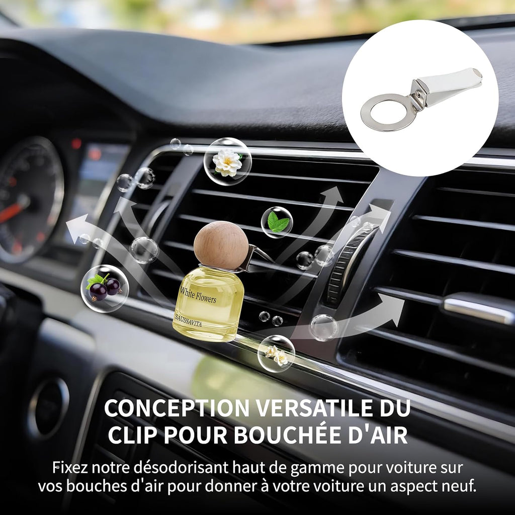 Roses Et Fleurs Blanches Bouteille De Parfum De Voiture 2 Pièces