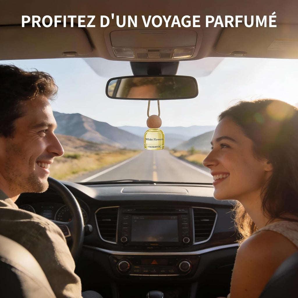Roses Et Fleurs Blanches Bouteille De Parfum De Voiture 2 Pièces