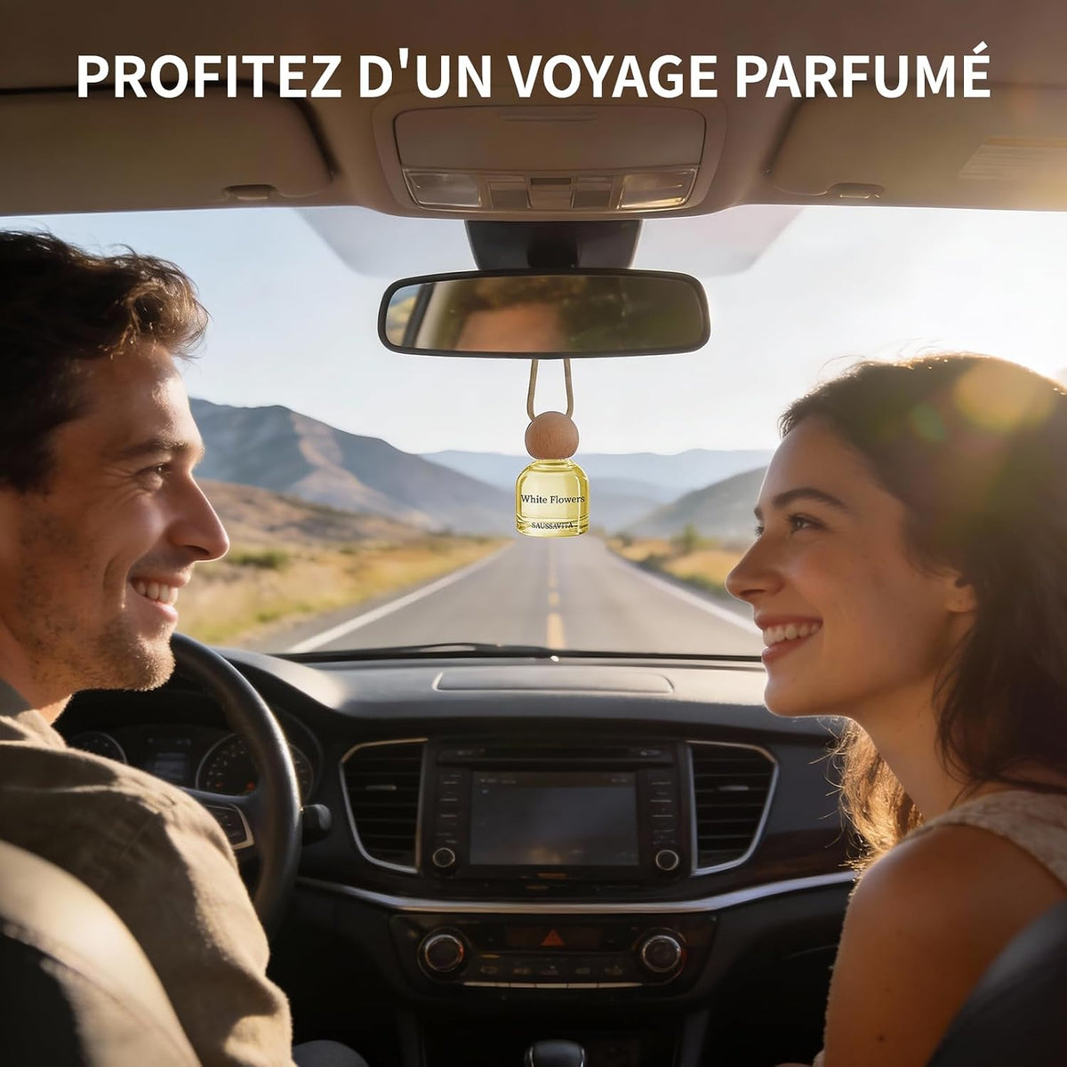 Roses Et Fleurs Blanches Bouteille De Parfum De Voiture 2 Pièces