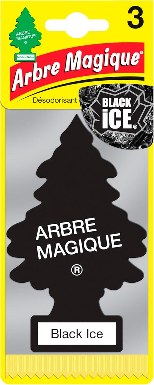Wunderbaum 171239 Arbre Magique Lot De 3 Désodorisants Sapin Voiture, Cartes Parfumées Black Classic