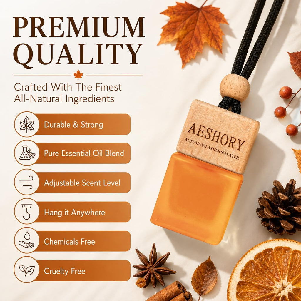 Automne Bouteille De Parfum De Voiture 3 X 8ML | Set De Diffuseur De Parfum Suspendu Pour Voiture | Désodorisants Pour Maison | Parfum Chaud - Tarte Aux Pommes, Pull D'Automne, Flanelle Chaude