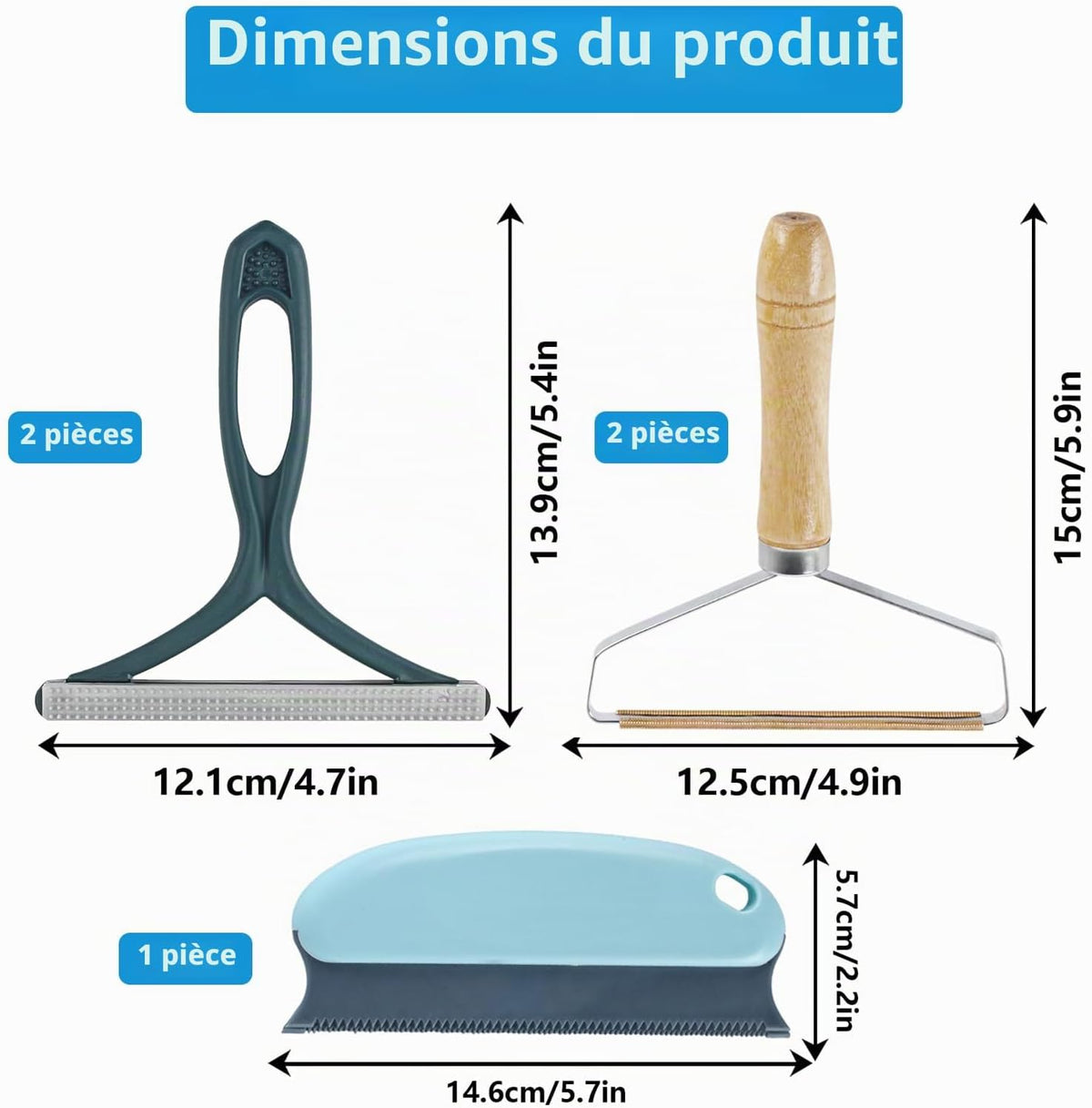Lot De 5 Outils Pour Enlever Les Poils D'Animaux De Compagnie Pour Tapis Et Vêtements, Outil D'Épilation Portable Pour Voiture, Canapé, Meubles, Vêtements, Moquette, Poils De Chien Et Chat