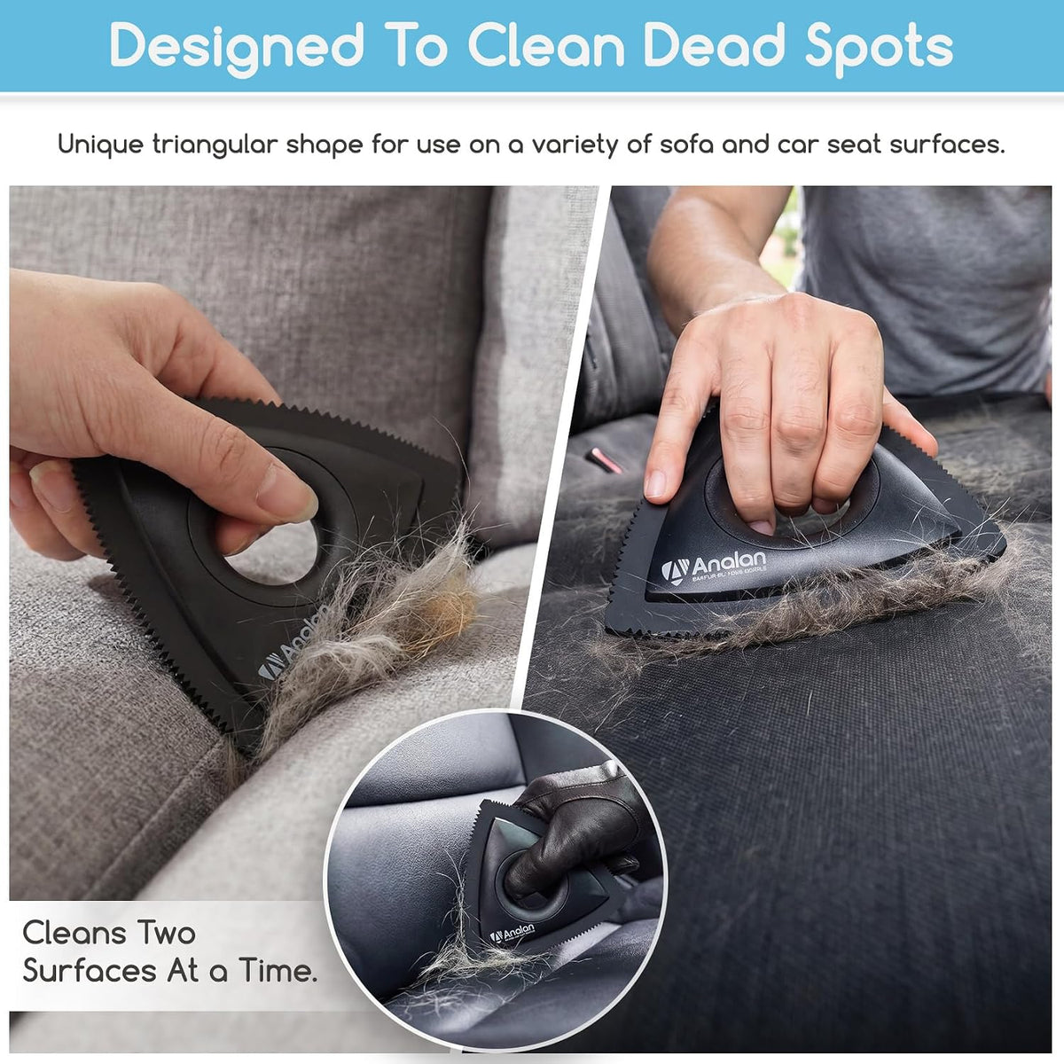 Brosse Mini Pour Poils D'Animaux, Outil De Nettoyage De Voiture Pour Poils De Chien (Noir)