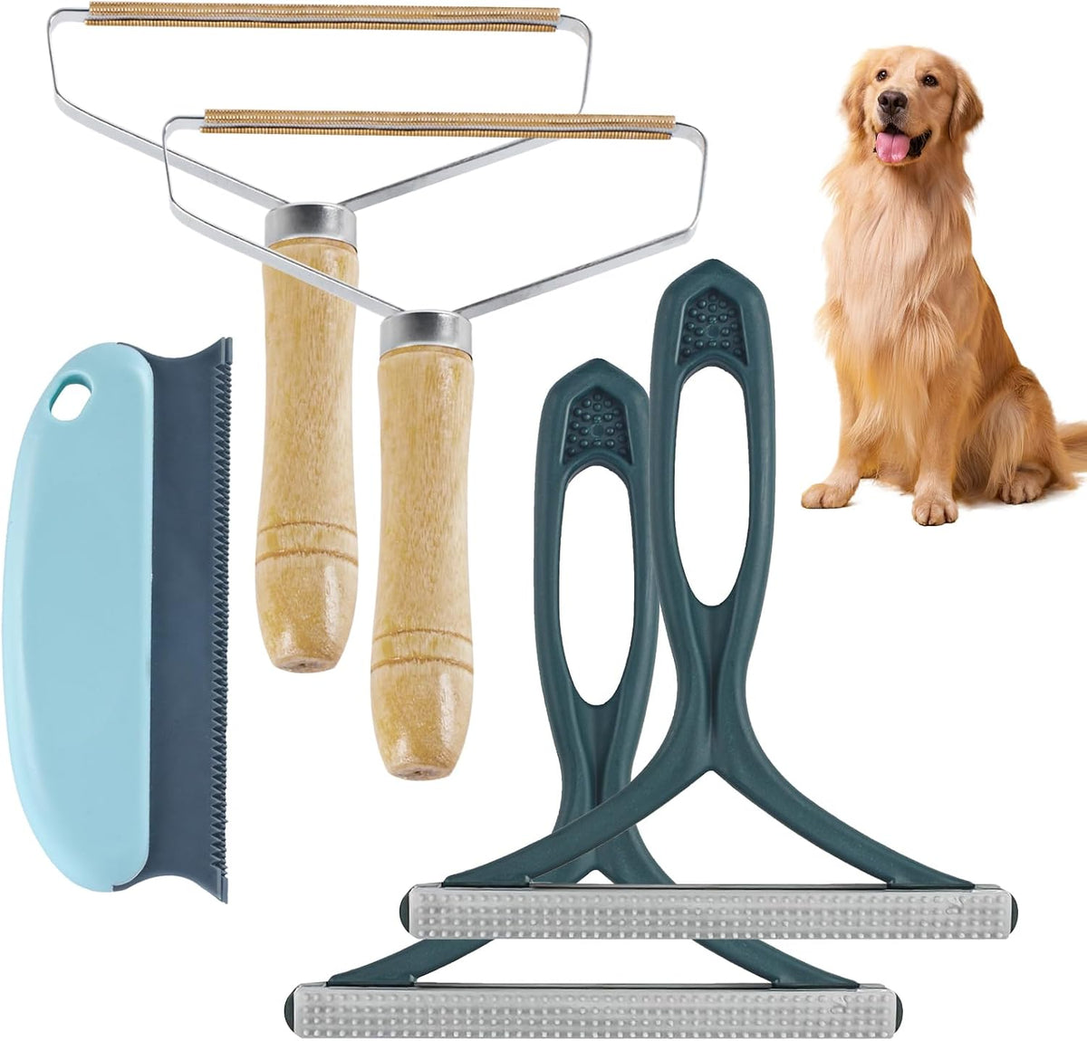 Lot De 5 Outils Pour Enlever Les Poils D'Animaux De Compagnie Pour Tapis Et Vêtements, Outil D'Épilation Portable Pour Voiture, Canapé, Meubles, Vêtements, Moquette, Poils De Chien Et Chat